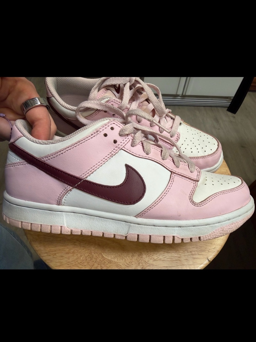 Nike Dunk Low Pink and Maroon Leather Sneakers